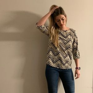 Dressy Black and White Patterned Top
